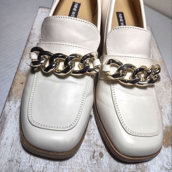 👍 Nine West Block Heel Shoes Size 6.5 Chain Accents Mob Wife  A14 - Picture 3 of 5